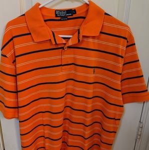 Vintage orange, blue, and white polo shirt